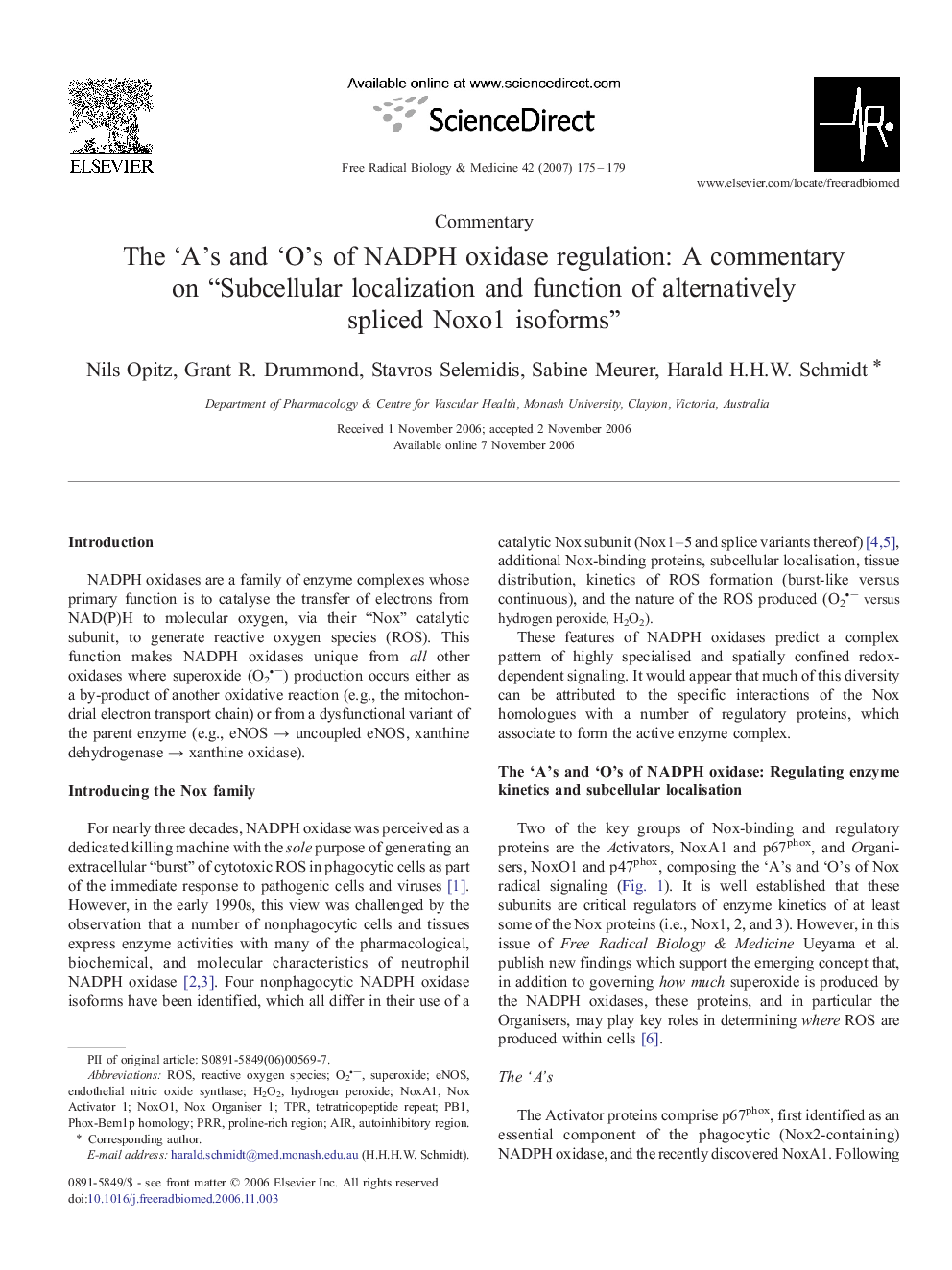 The 'A's and 'O's of NADPH oxidase regulation: A commentary on “Subcellular localization and function of alternatively spliced Noxo1 isoforms”