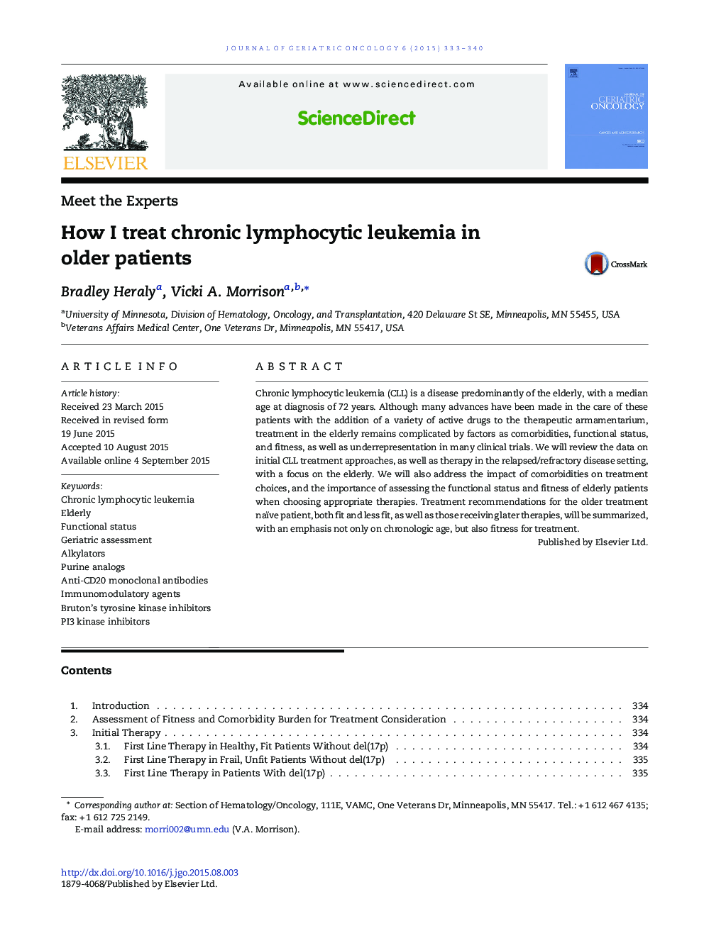 How I treat chronic lymphocytic leukemia in older patients