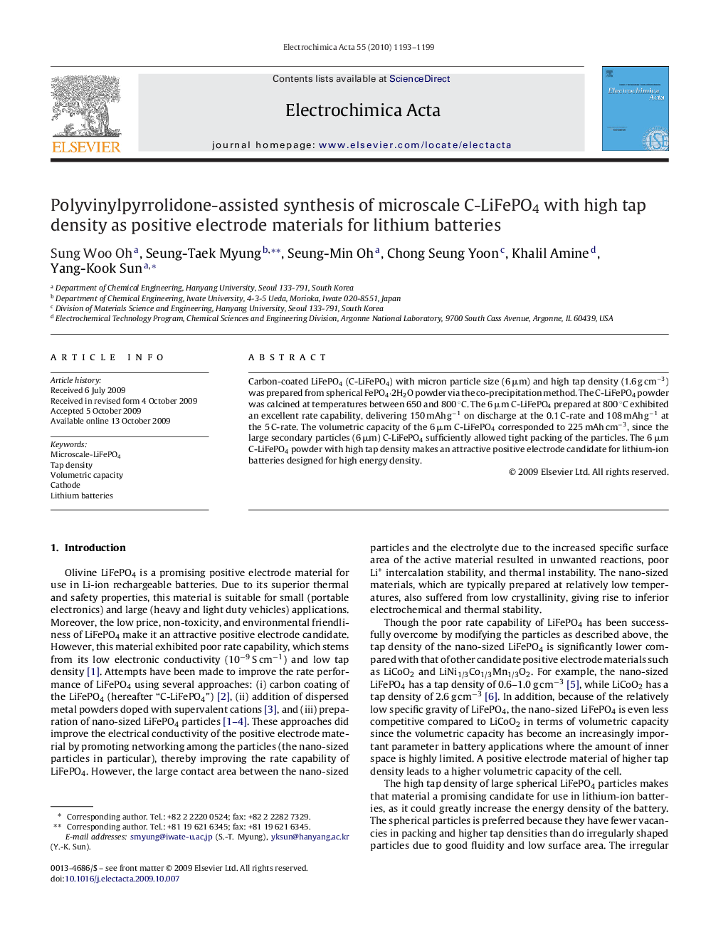 Polyvinylpyrrolidone-assisted synthesis of microscale C-LiFePO4 with high tap density as positive electrode materials for lithium batteries