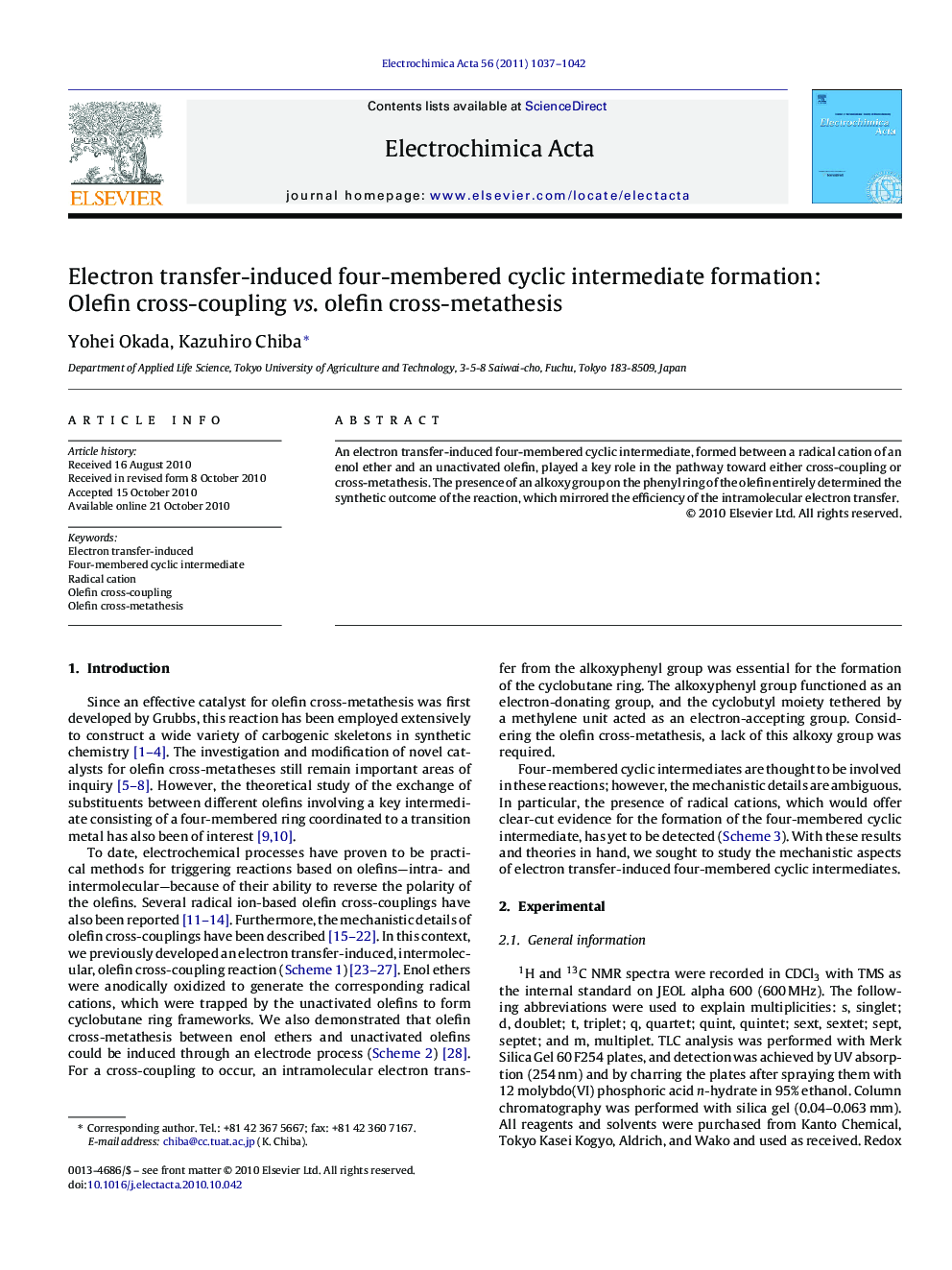 Electron transfer-induced four-membered cyclic intermediate formation: Olefin cross-coupling vs. olefin cross-metathesis