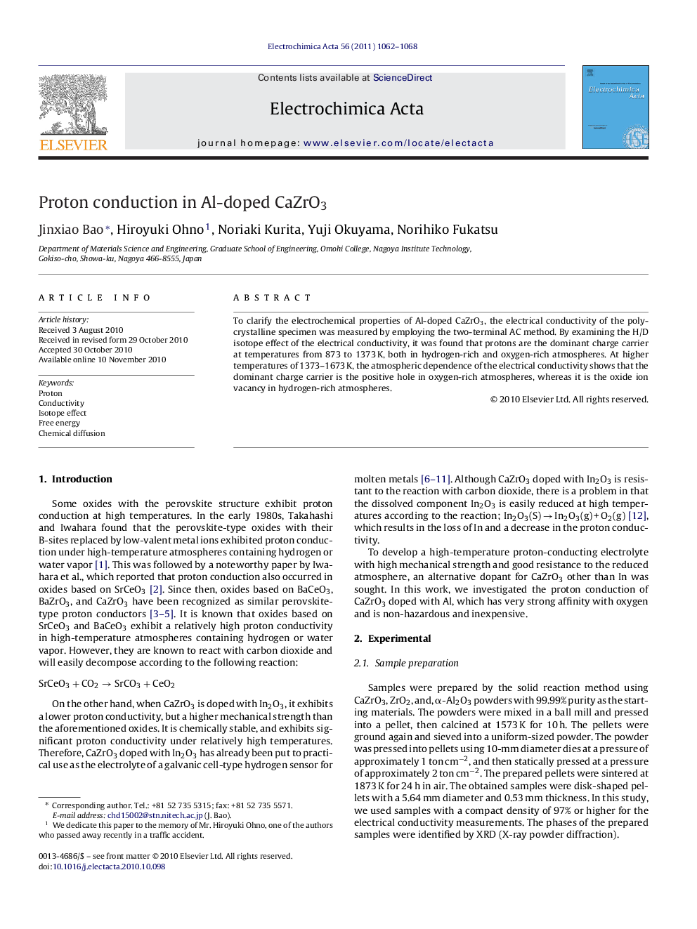 Proton conduction in Al-doped CaZrO3