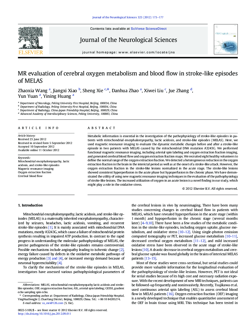 MR evaluation of cerebral oxygen metabolism and blood flow in stroke-like episodes of MELAS