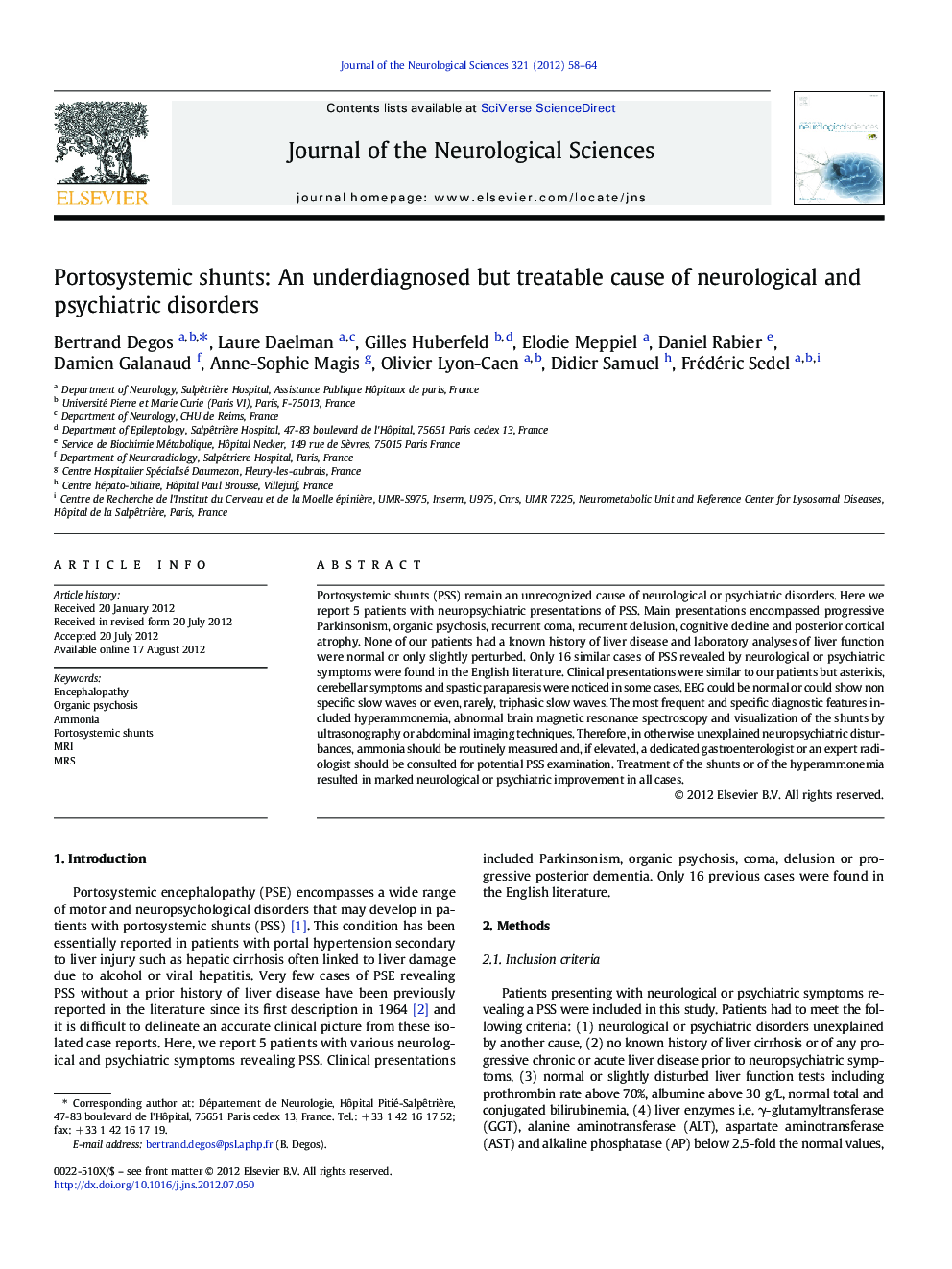 Portosystemic shunts: An underdiagnosed but treatable cause of neurological and psychiatric disorders