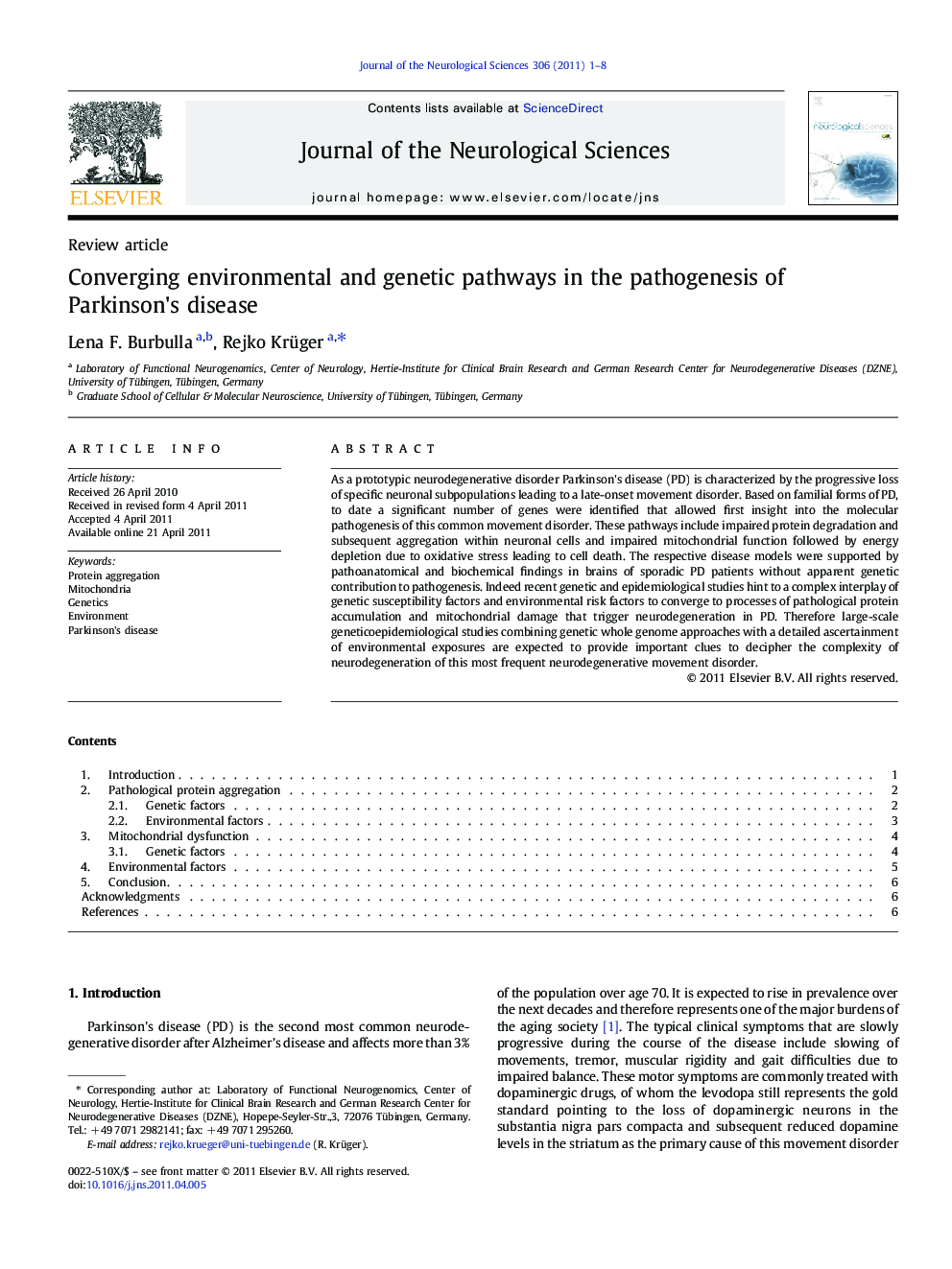 Converging environmental and genetic pathways in the pathogenesis of Parkinson's disease