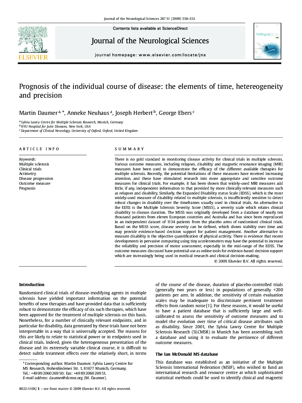 Prognosis of the individual course of disease: the elements of time, hetereogeneity and precision