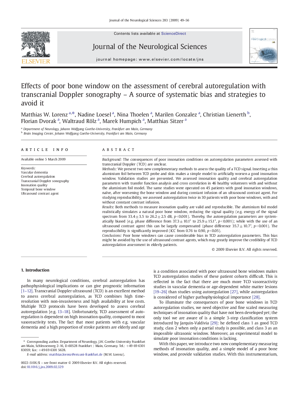 Effects of poor bone window on the assessment of cerebral autoregulation with transcranial Doppler sonography – A source of systematic bias and strategies to avoid it