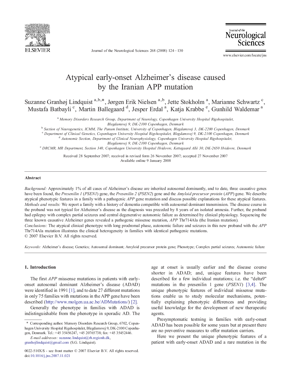 Atypical early-onset Alzheimer's disease caused by the Iranian APP mutation