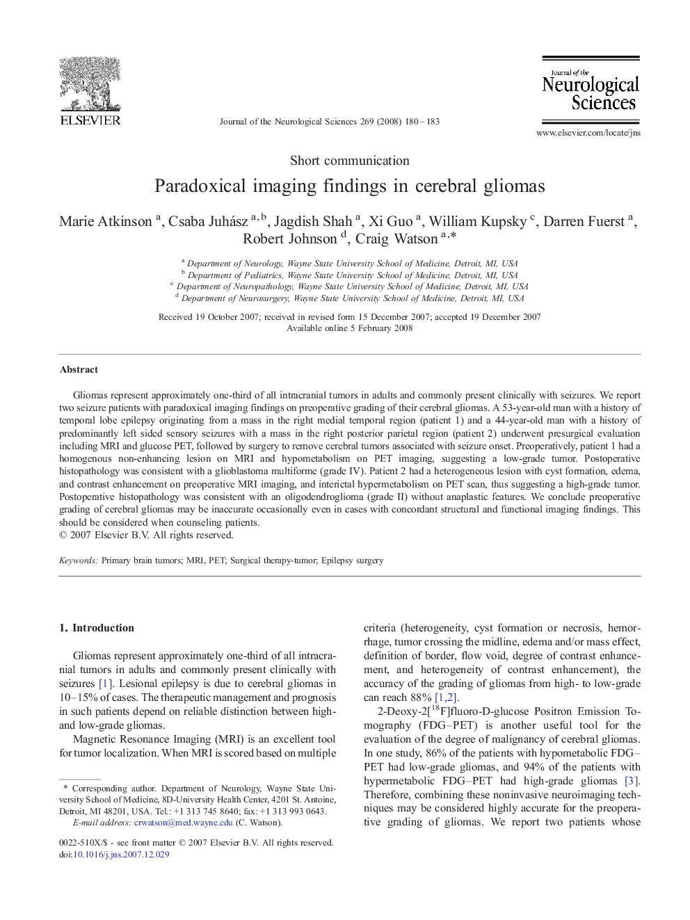 Paradoxical imaging findings in cerebral gliomas