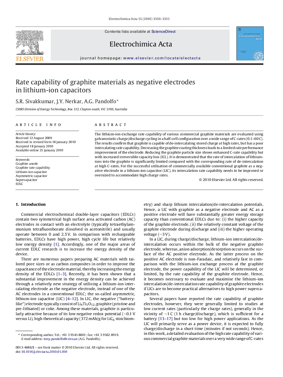 Rate capability of graphite materials as negative electrodes in lithium-ion capacitors