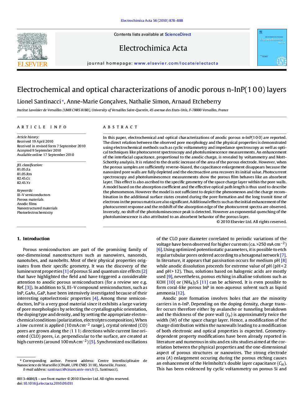 Electrochemical and optical characterizations of anodic porous n-InP(1 0 0) layers