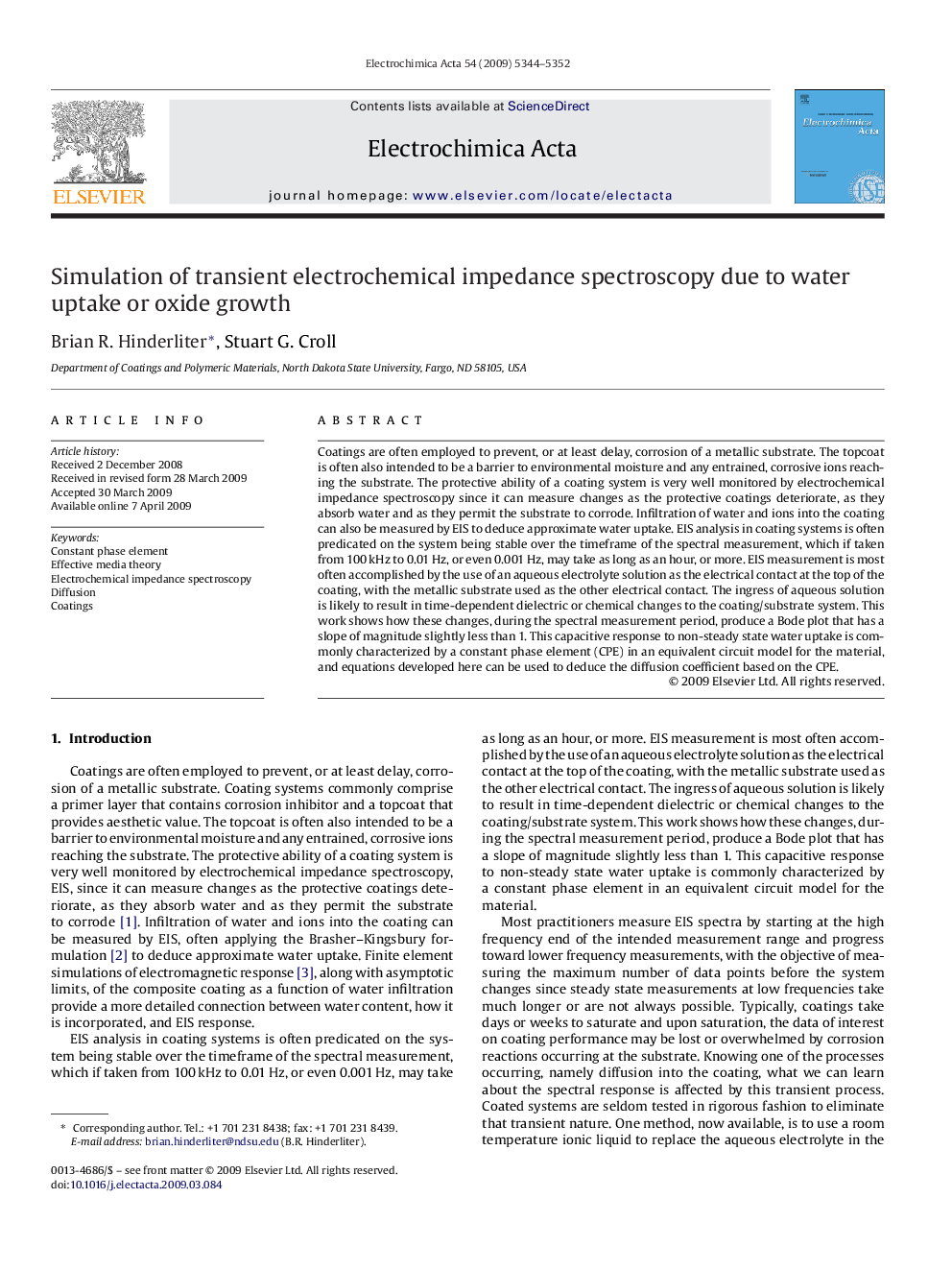 Simulation of transient electrochemical impedance spectroscopy due to water uptake or oxide growth