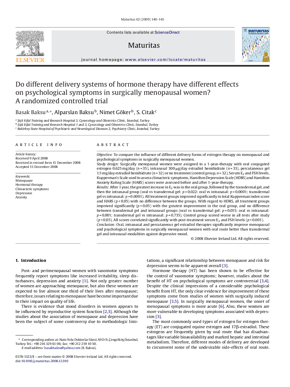 Do different delivery systems of hormone therapy have different effects on psychological symptoms in surgically menopausal women? A randomized controlled trial