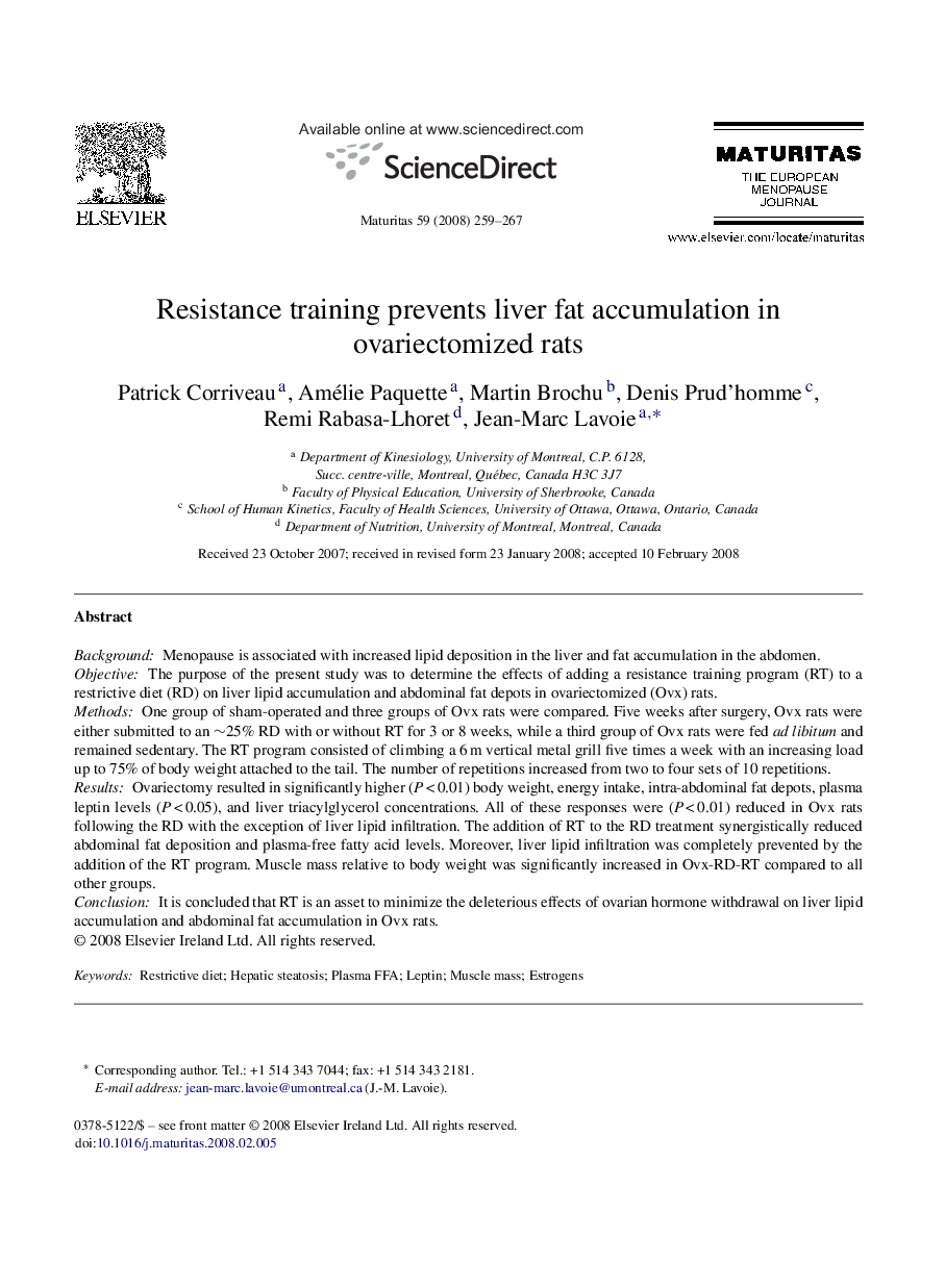 Resistance training prevents liver fat accumulation in ovariectomized rats