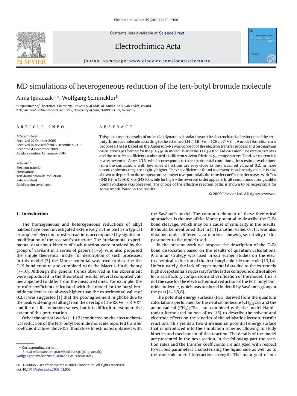 MD simulations of heterogeneous reduction of the tert-butyl bromide molecule