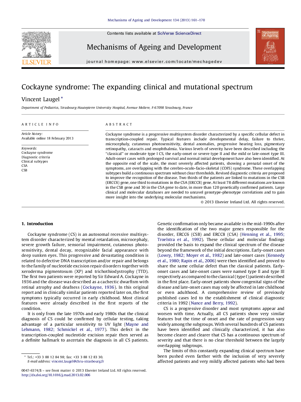 Cockayne syndrome: The expanding clinical and mutational spectrum