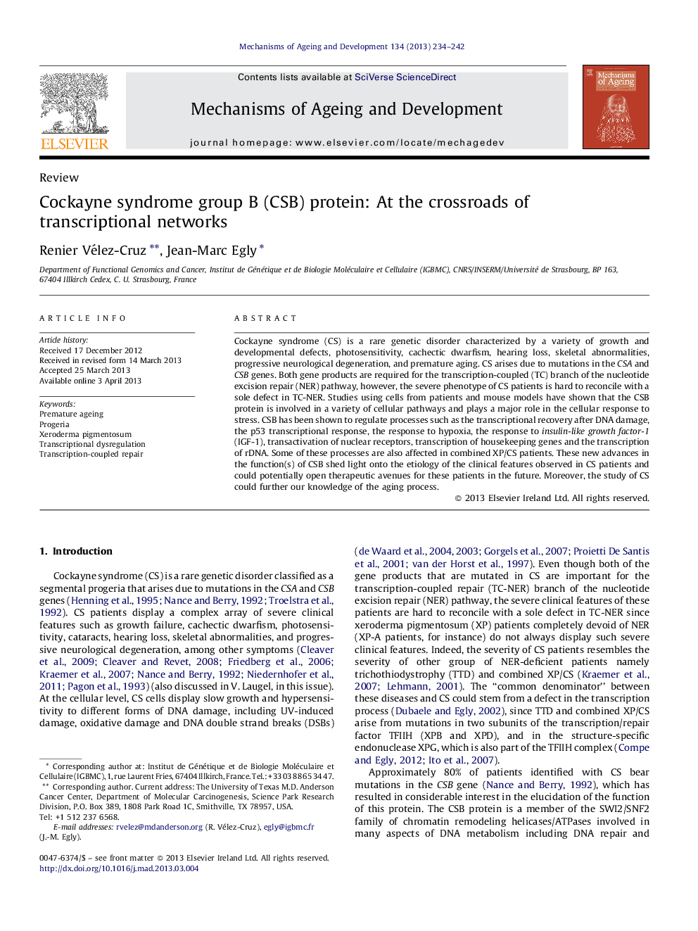 Cockayne syndrome group B (CSB) protein: At the crossroads of transcriptional networks