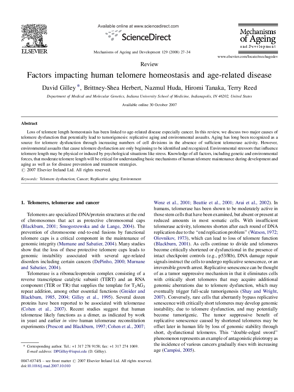 Factors impacting human telomere homeostasis and age-related disease