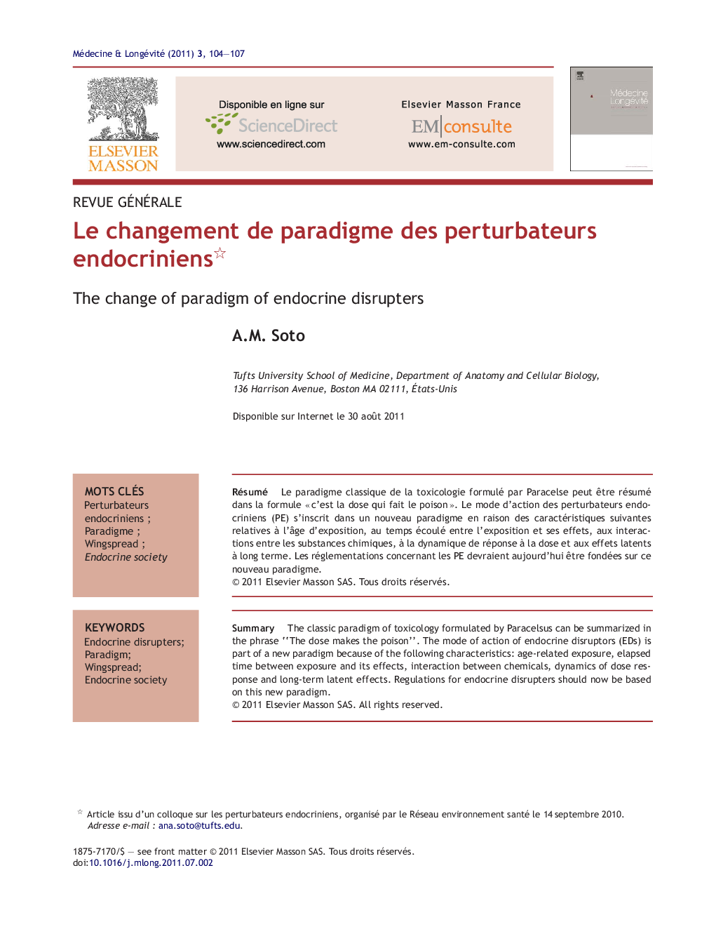 Le changement de paradigme des perturbateurs endocriniens