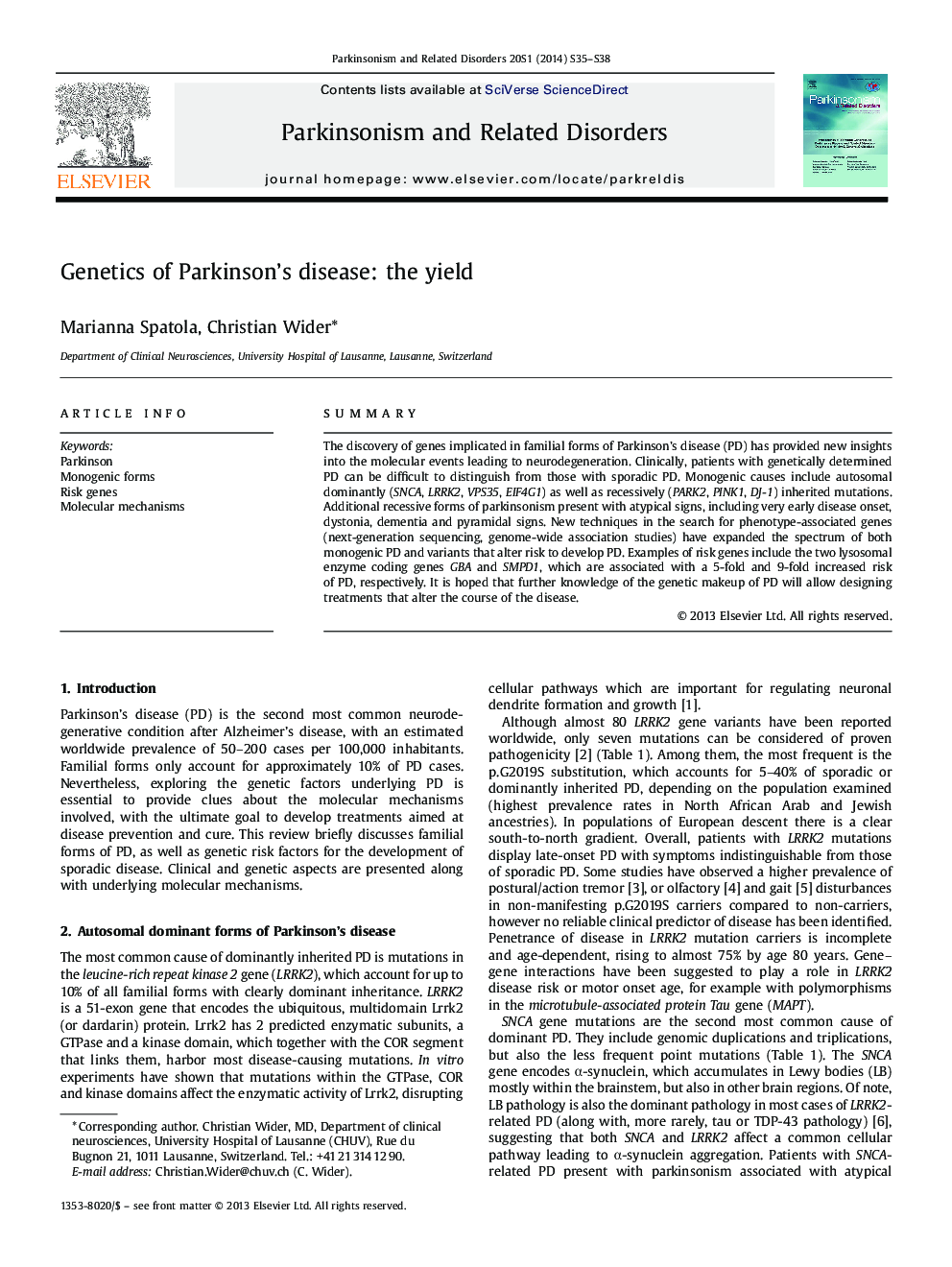 Genetics of Parkinson's disease: the yield