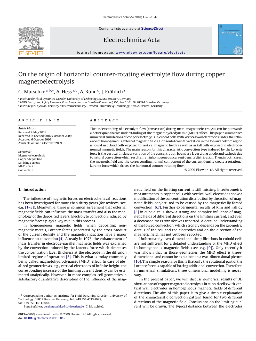 On the origin of horizontal counter-rotating electrolyte flow during copper magnetoelectrolysis