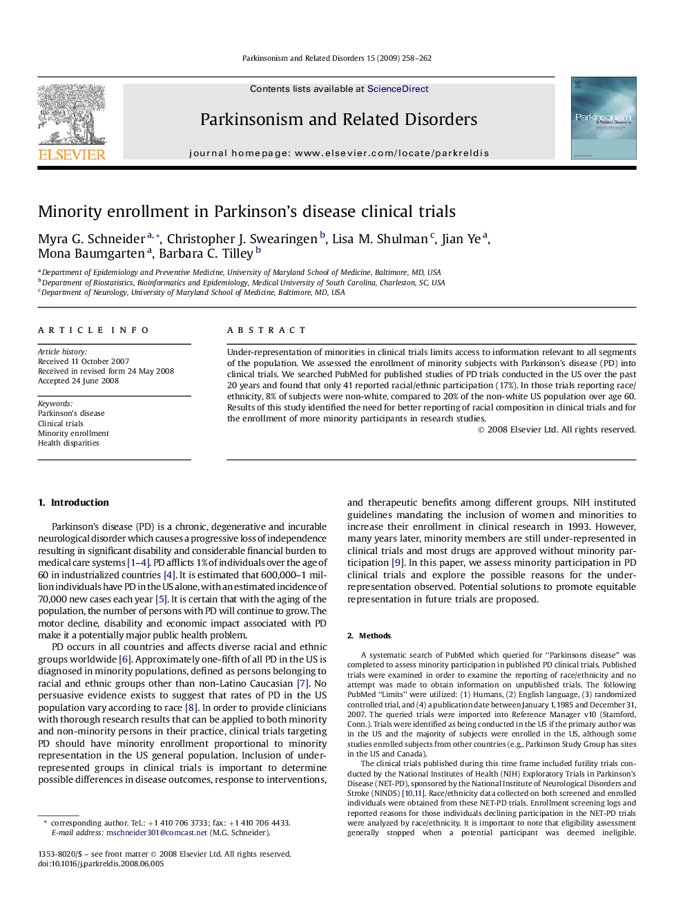 Minority enrollment in Parkinson's disease clinical trials