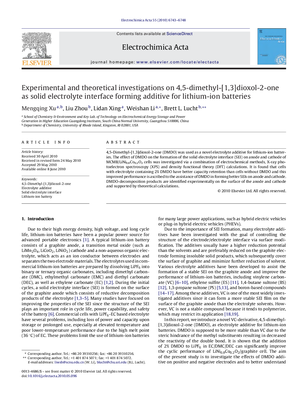 Experimental and theoretical investigations on 4,5-dimethyl-[1,3]dioxol-2-one as solid electrolyte interface forming additive for lithium-ion batteries