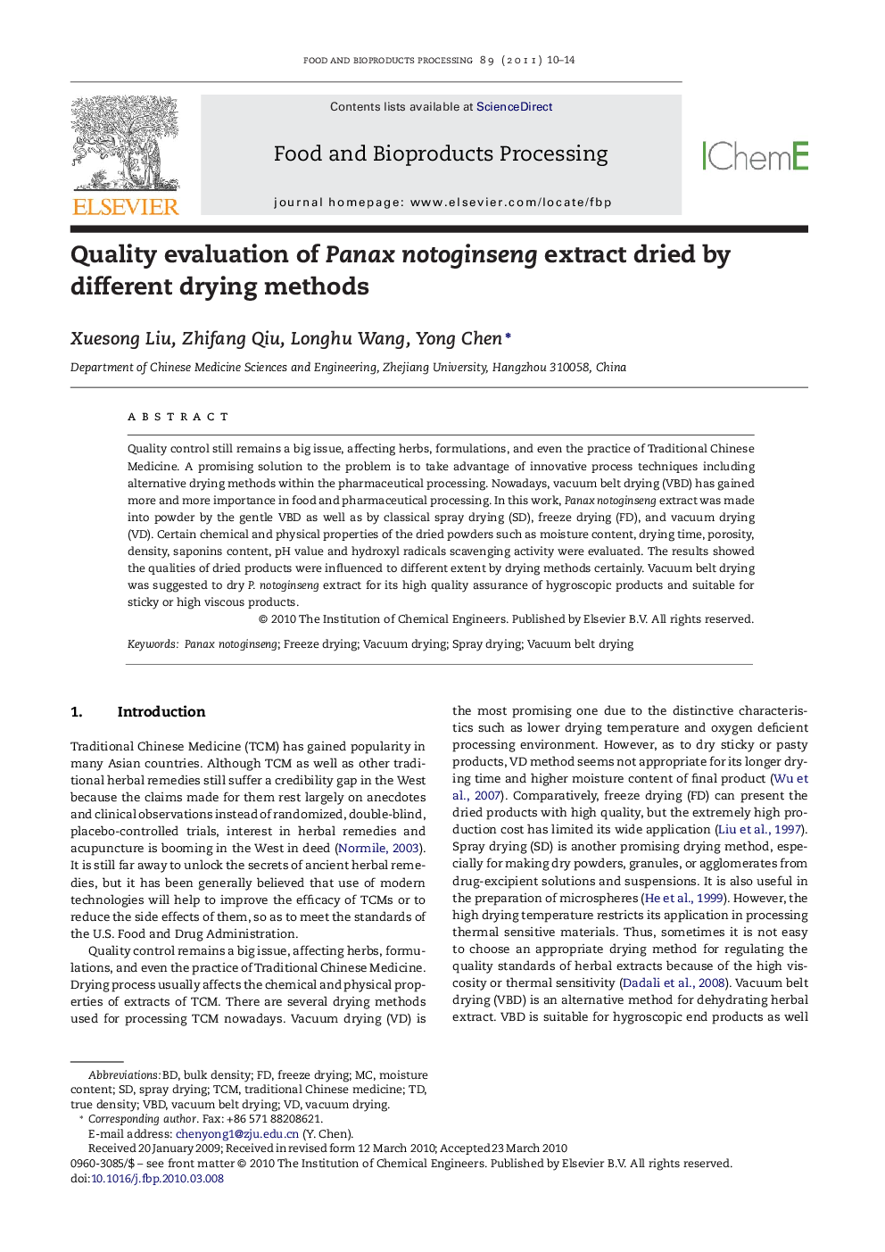 Quality evaluation of Panax notoginseng extract dried by different drying methods