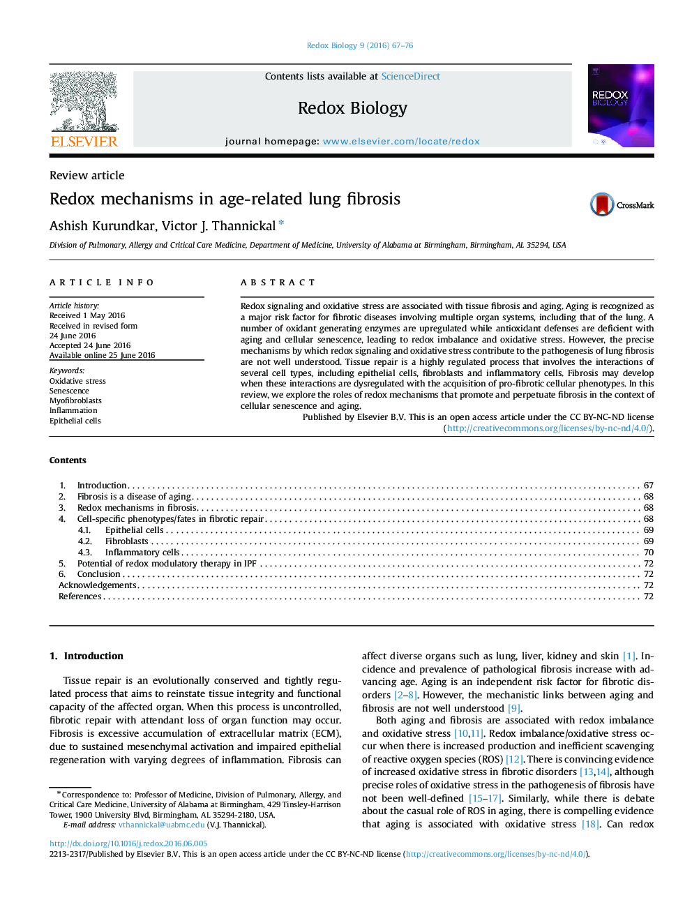 Redox mechanisms in age-related lung fibrosis