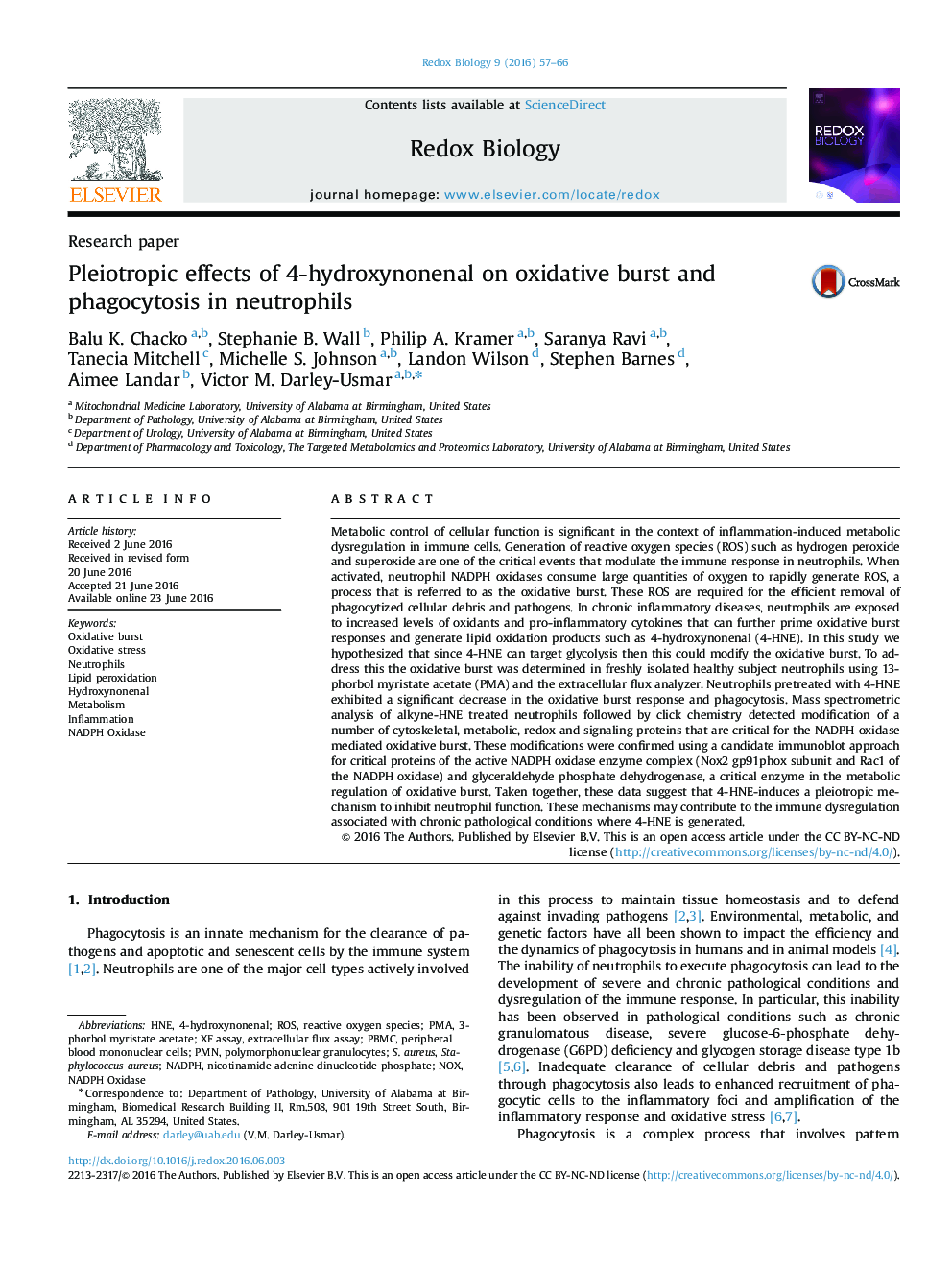 Pleiotropic effects of 4-hydroxynonenal on oxidative burst and phagocytosis in neutrophils