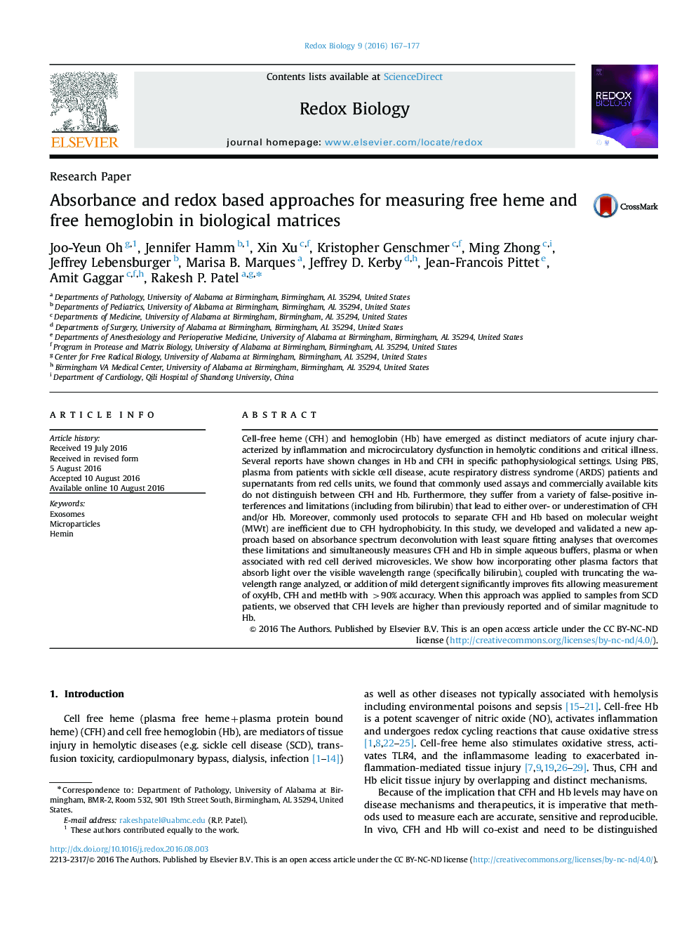 Absorbance and redox based approaches for measuring free heme and free hemoglobin in biological matrices