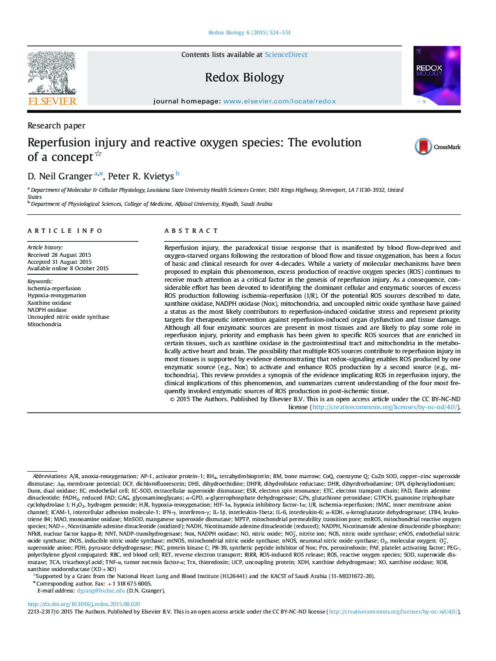 Reperfusion injury and reactive oxygen species: The evolution of a concept 