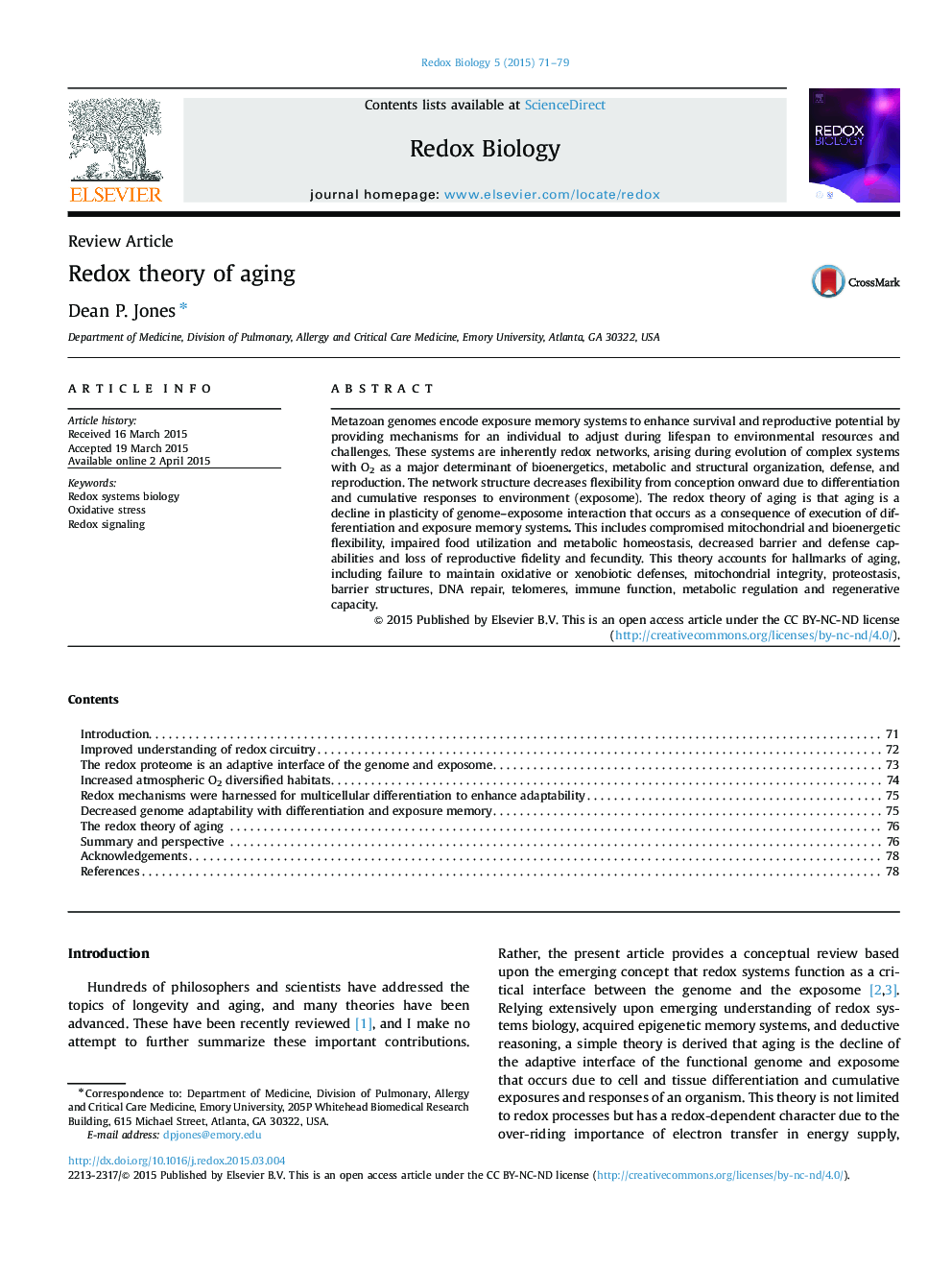 Redox theory of aging