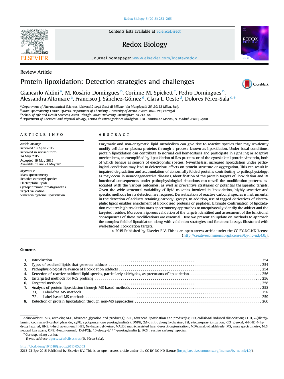 Protein lipoxidation: Detection strategies and challenges