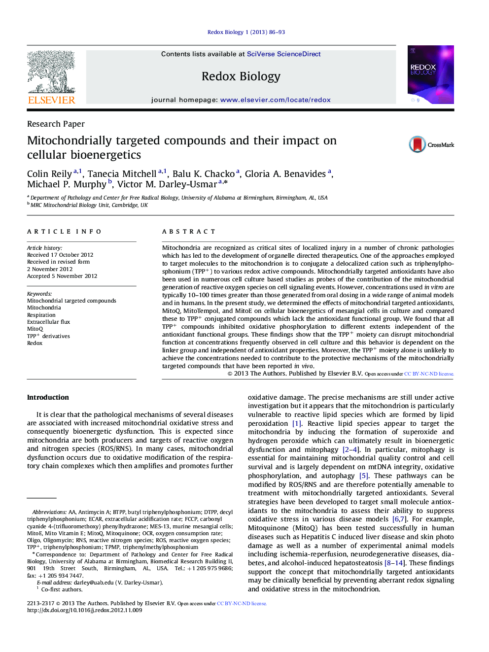 Mitochondrially targeted compounds and their impact on cellular bioenergetics