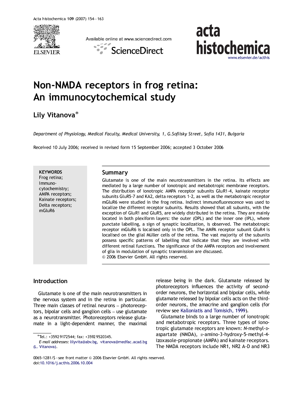 Non-NMDA receptors in frog retina: An immunocytochemical study