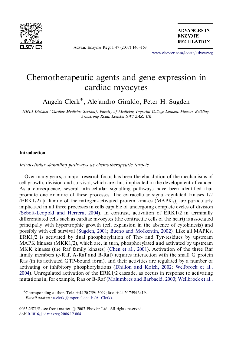 عکس صفحه اول مقاله: Chemotherapeutic agents and gene expression in cardiac myocytes Chemotherapeutic agents and gene expression in cardiac myocytes