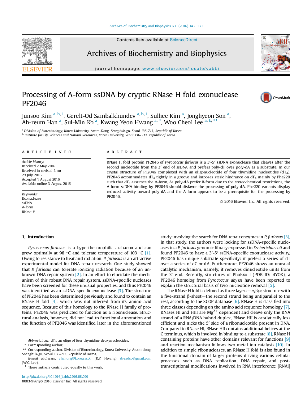 Processing of A-form ssDNA by cryptic RNase H fold exonuclease PF2046