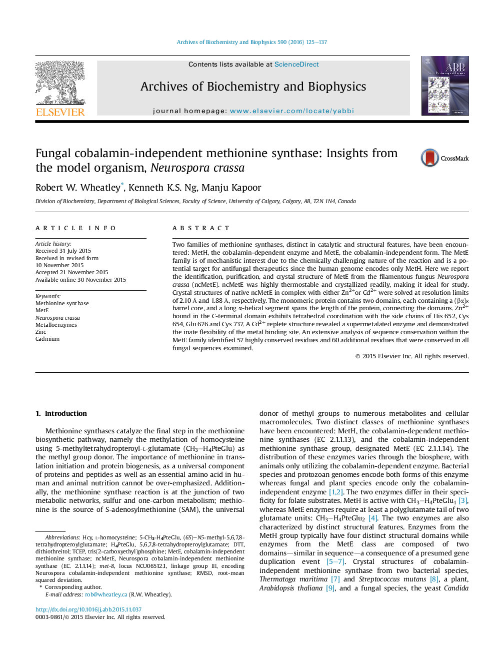 Fungal cobalamin-independent methionine synthase: Insights from the model organism, Neurospora crassa