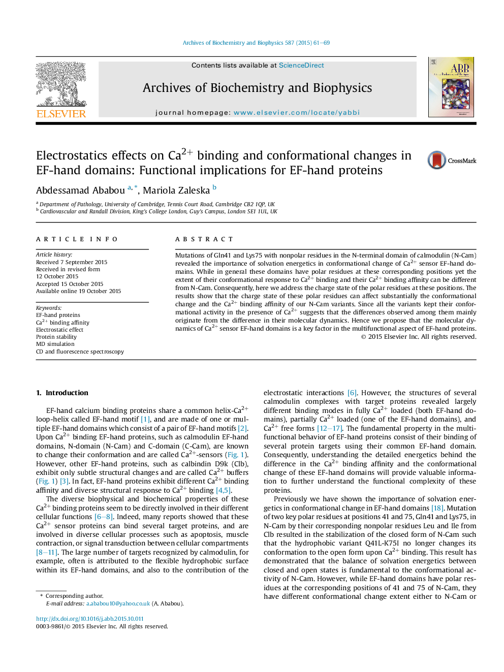 Electrostatics effects on Ca2+ binding and conformational changes in EF-hand domains: Functional implications for EF-hand proteins