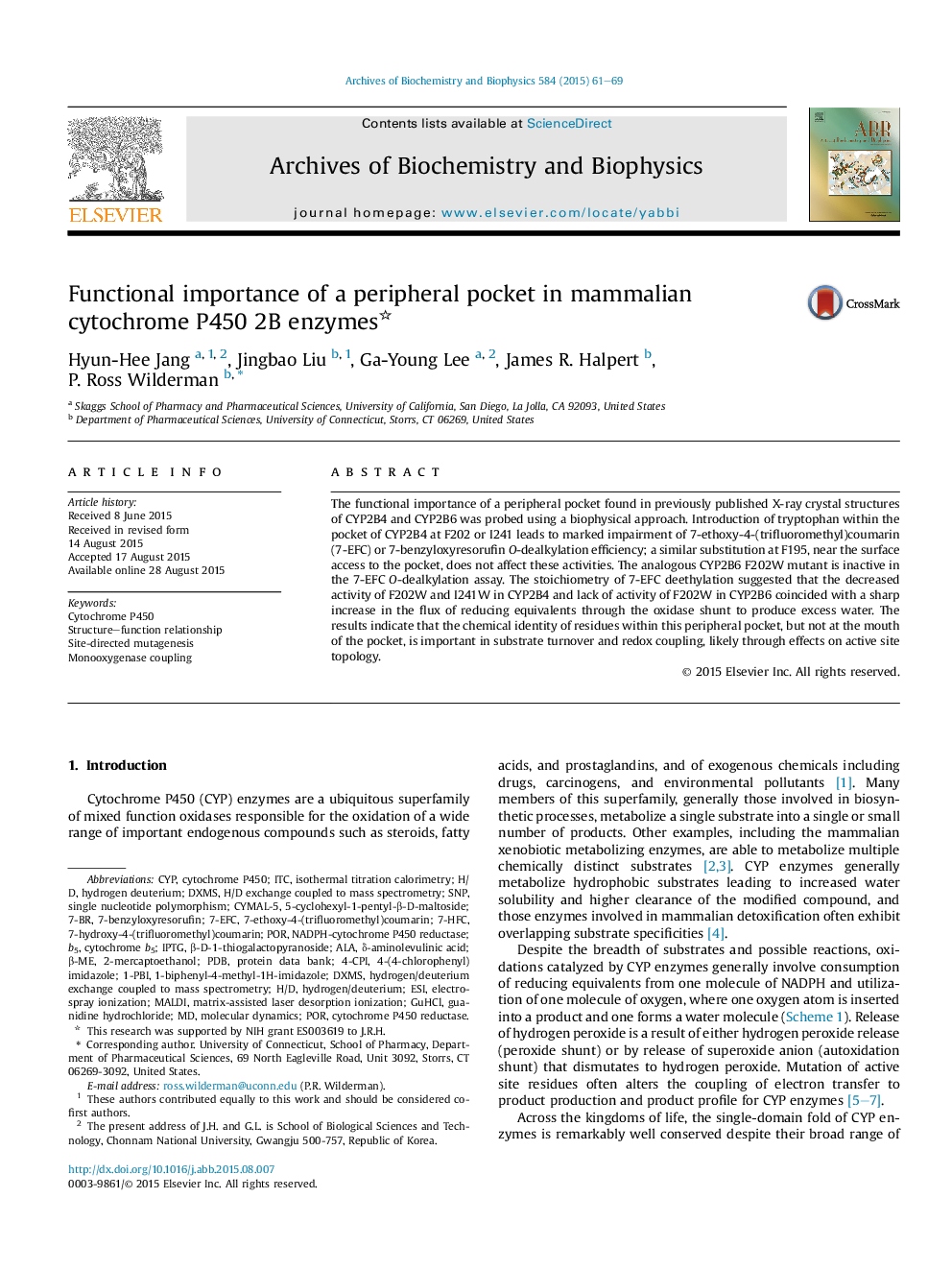 Functional importance of a peripheral pocket in mammalian cytochrome P450 2B enzymes