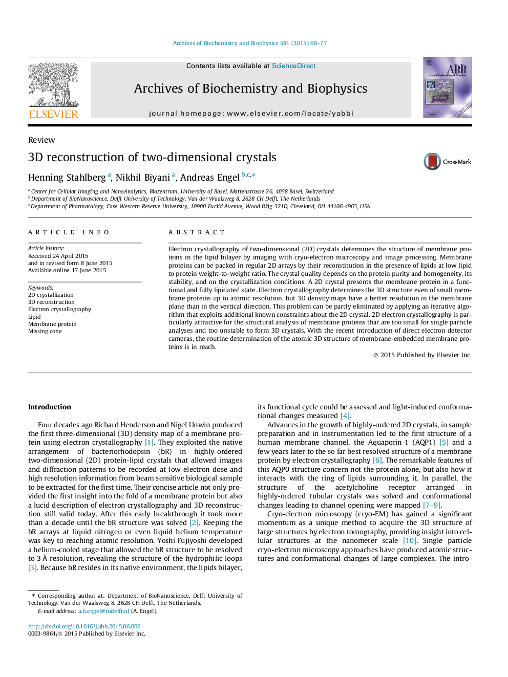 3D reconstruction of two-dimensional crystals