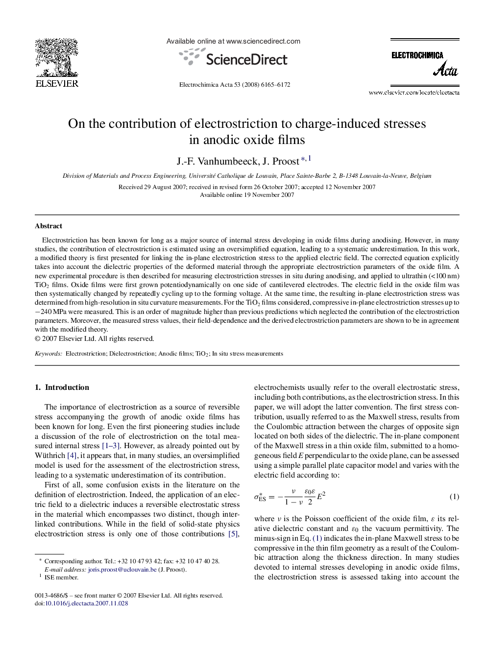 On the contribution of electrostriction to charge-induced stresses in anodic oxide films