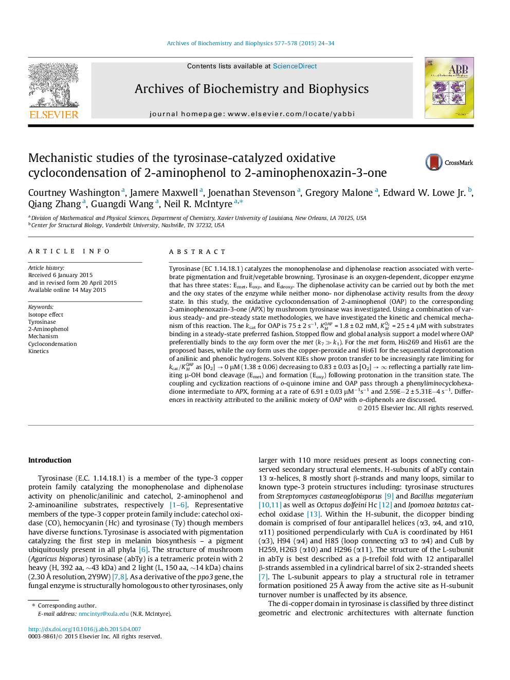 Mechanistic studies of the tyrosinase-catalyzed oxidative cyclocondensation of 2-aminophenol to 2-aminophenoxazin-3-one