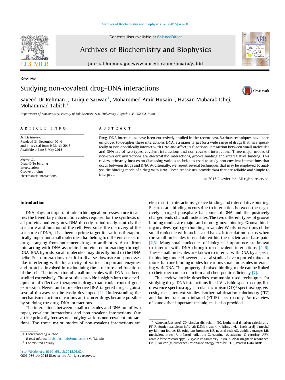 Studying non-covalent drug–DNA interactions