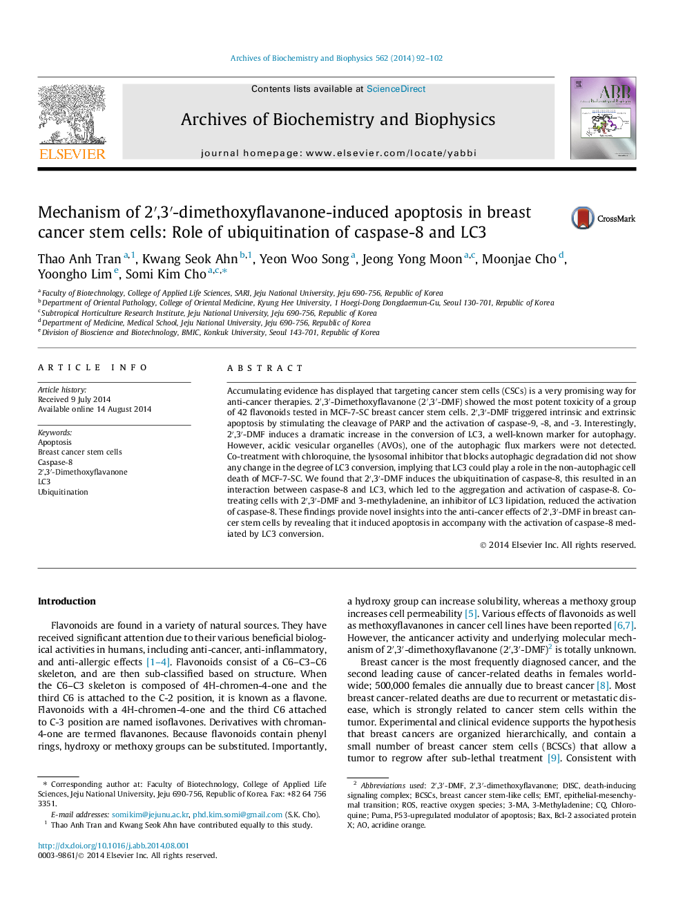 Mechanism of 2′,3′-dimethoxyflavanone-induced apoptosis in breast cancer stem cells: Role of ubiquitination of caspase-8 and LC3