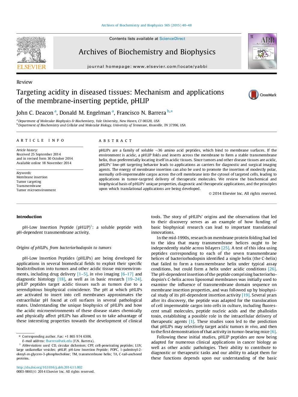 Targeting acidity in diseased tissues: Mechanism and applications of the membrane-inserting peptide, pHLIP