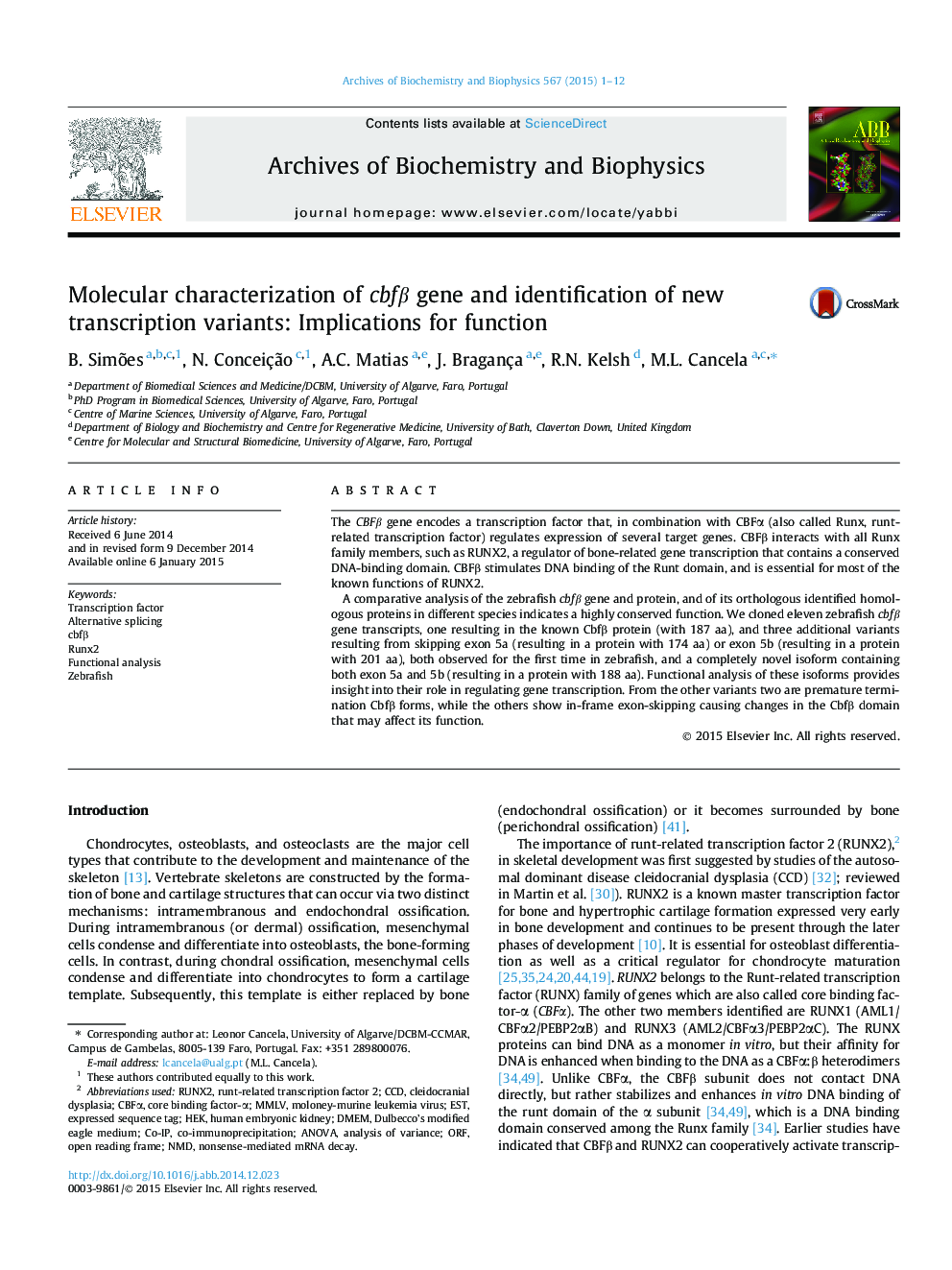 Molecular characterization of cbfÎ² gene and identification of new transcription variants: Implications for function