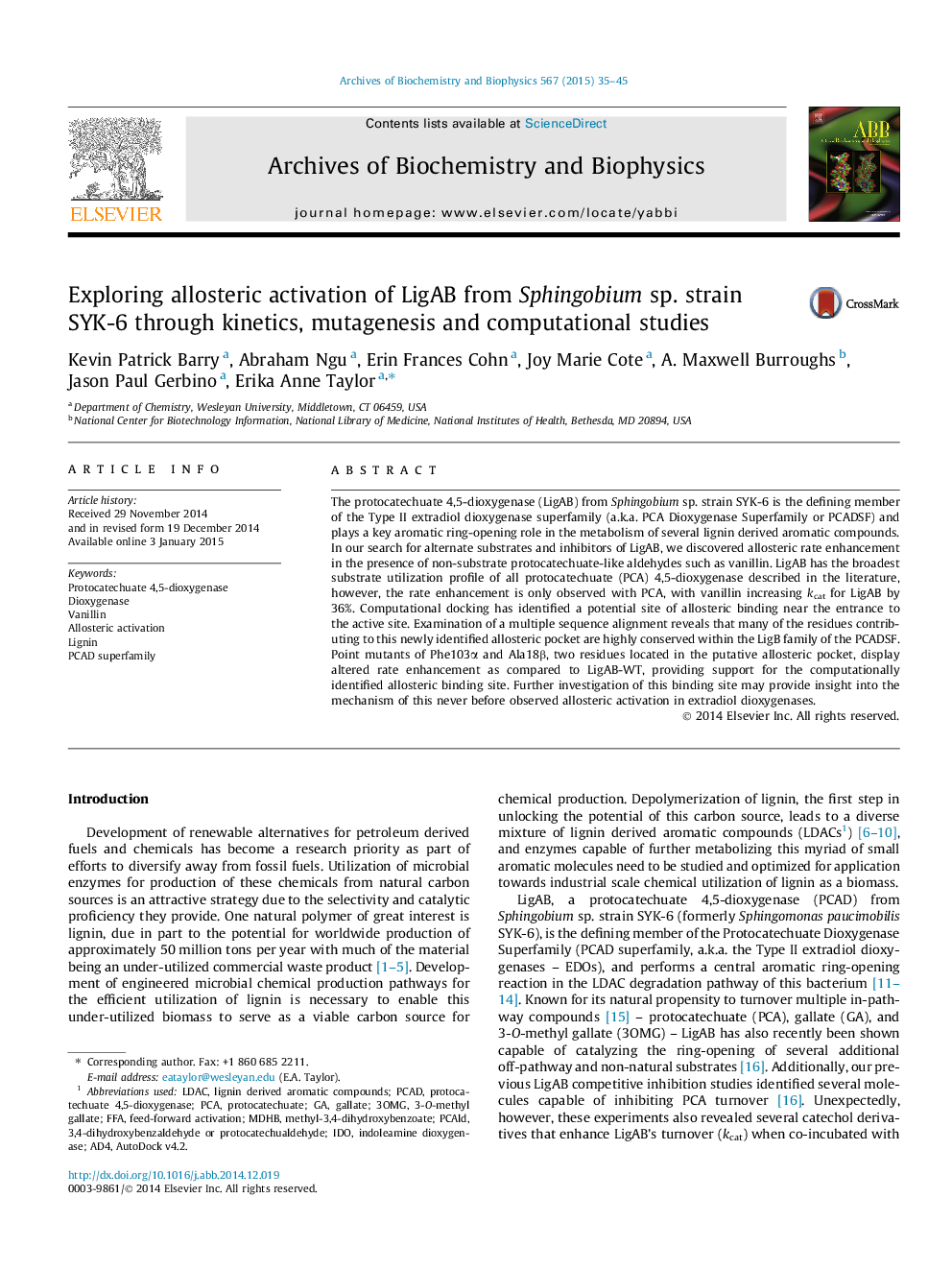 Exploring allosteric activation of LigAB from Sphingobium sp. strain SYK-6 through kinetics, mutagenesis and computational studies