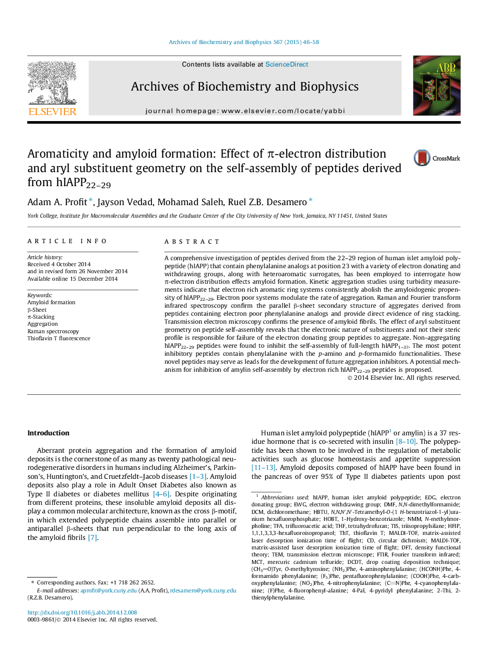 Aromaticity and amyloid formation: Effect of π-electron distribution and aryl substituent geometry on the self-assembly of peptides derived from hIAPP22–29