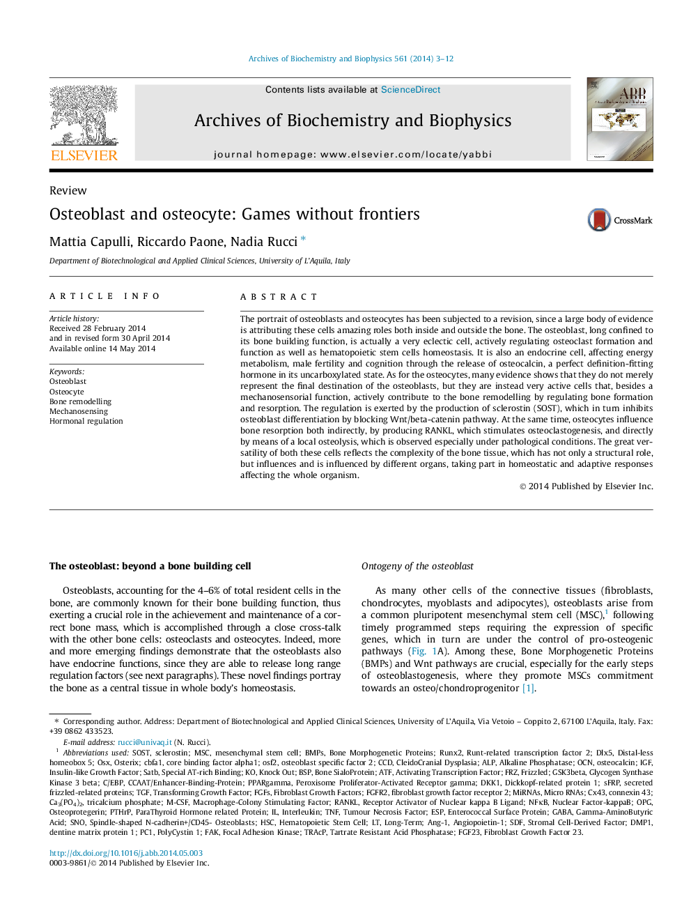 Osteoblast and osteocyte: Games without frontiers